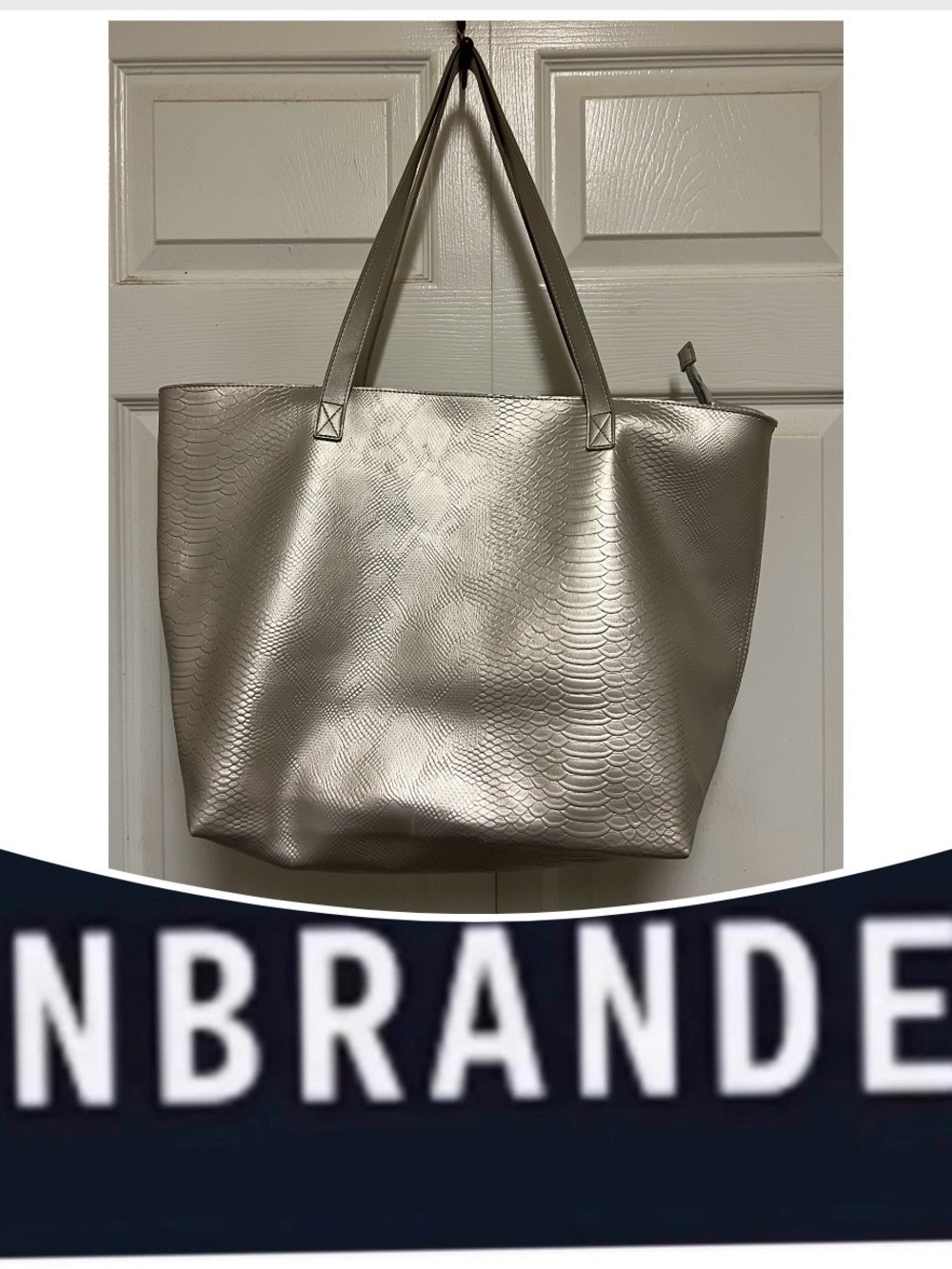 UNBRANDED Large Silver Embossed Tote Bag
